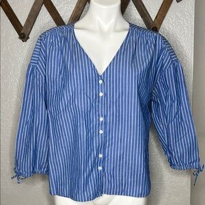 Pre-owned Madewell Blue Striped Women's Top size M